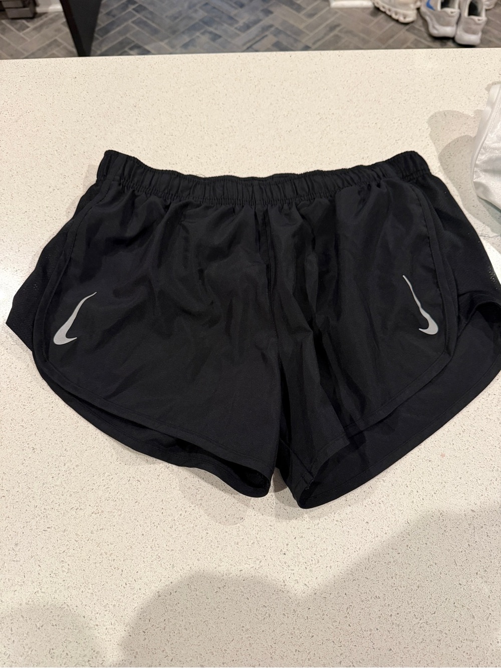 Nike Women's Black Athletic Running Shorts with Reflective Swooshes - Picture 1 of 4